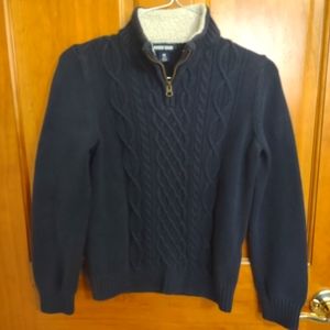 Lands' End 1/4 Zip Cable Knit Sweater - Med. 10-12